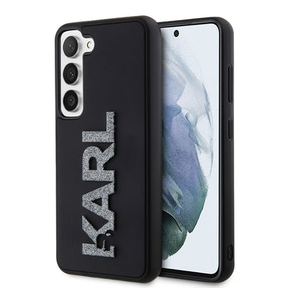 Funda para Samsung Galaxy S23 S911, Karl Lagerfeld, Logo de Goma Brillante 3D, Negra
