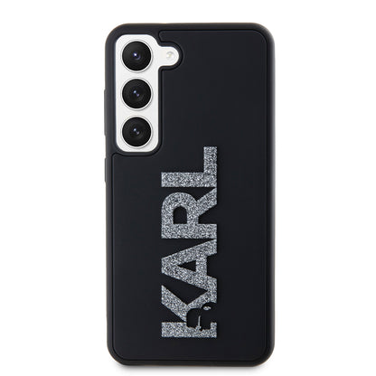 Funda para Samsung Galaxy S23 S911, Karl Lagerfeld, Logo de Goma Brillante 3D, Negra