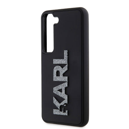 Funda para Samsung Galaxy S23 S911, Karl Lagerfeld, Logo de Goma Brillante 3D, Negra