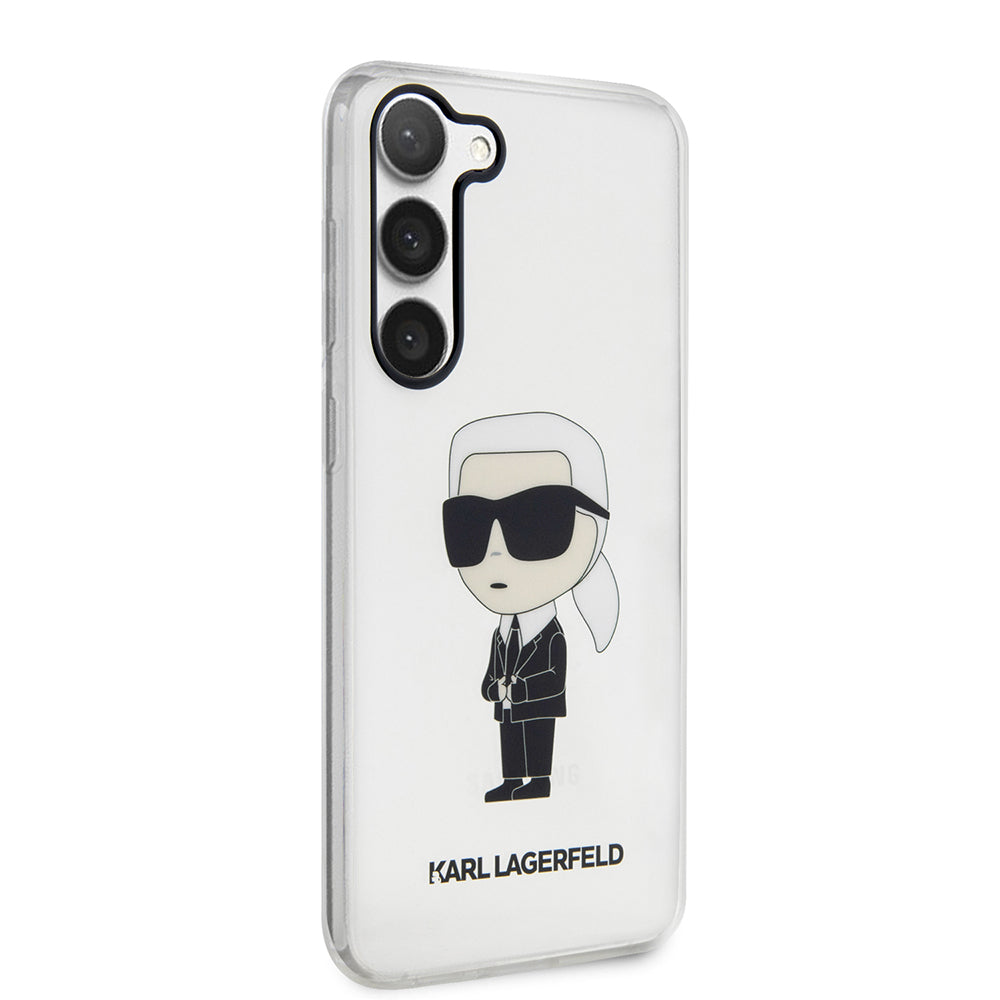 Funda para Samsung Galaxy S23 S911, Karl Lagerfeld, Ikonik Karl, Transparente