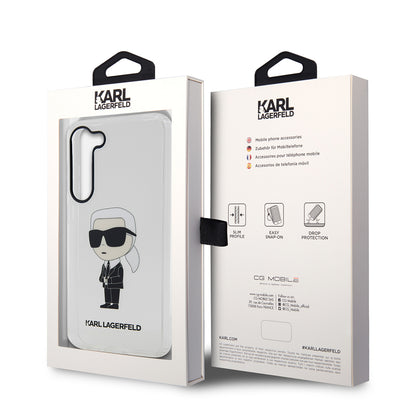 Funda para Samsung Galaxy S23 S911, Karl Lagerfeld, Ikonik Karl, Transparente