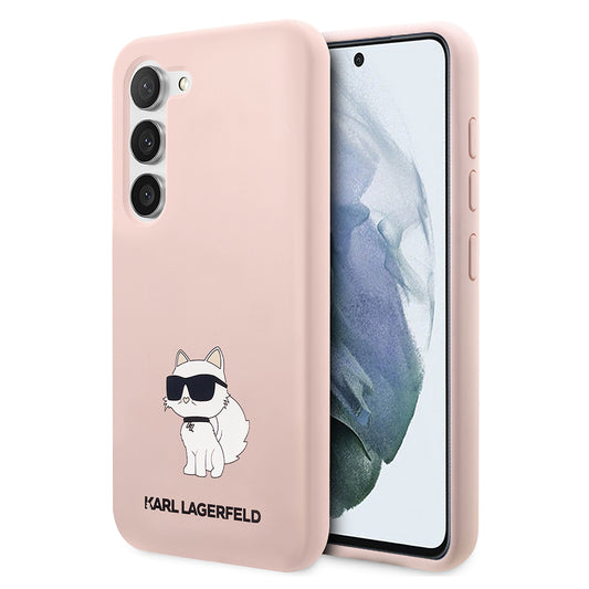 Funda para Samsung Galaxy S23 S911, Karl Lagerfeld, Silicone Choupette, Rosa
