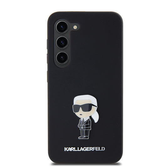 Funda para Samsung Galaxy S23 S911, Karl Lagerfeld, Silicona Ikonik Karl Metal, Negra