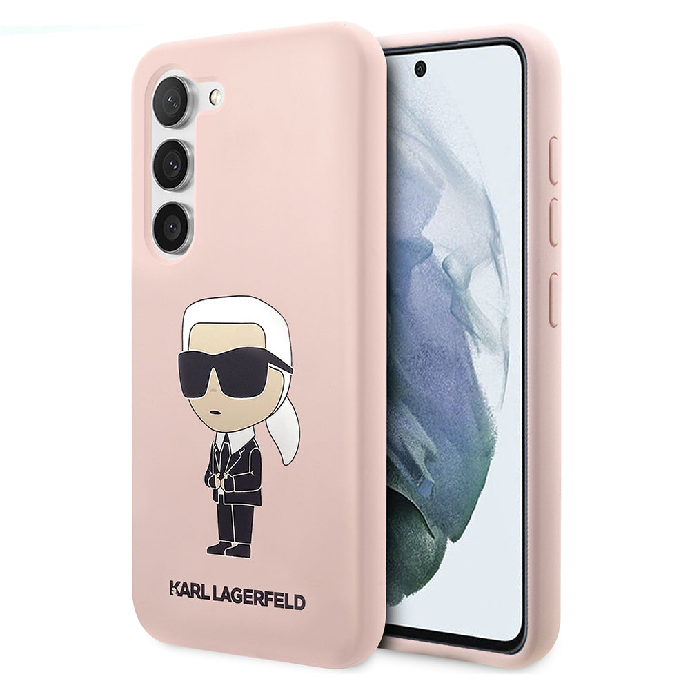 Funda para Samsung Galaxy S23 S911, Karl Lagerfeld, Silicone Ikonik Karl, Rosa