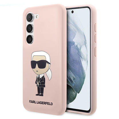 Funda para Samsung Galaxy S23 S911, Karl Lagerfeld, Silicone Ikonik Karl, Rosa