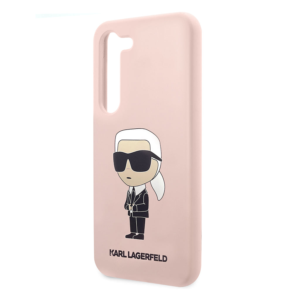 Funda para Samsung Galaxy S23 S911, Karl Lagerfeld, Silicone Ikonik Karl, Rosa