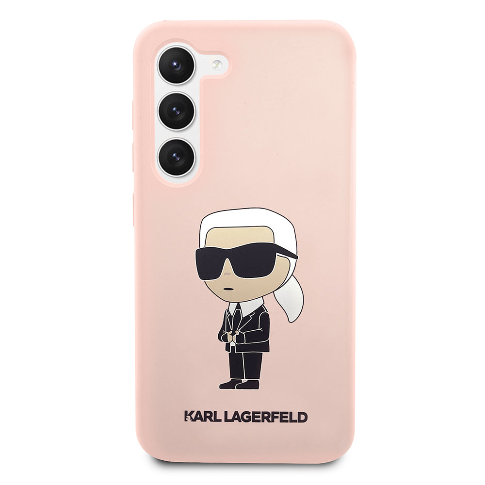 Funda para Samsung Galaxy S23 S911, Karl Lagerfeld, Silicone Ikonik Karl, Rosa