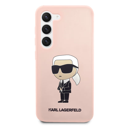Funda para Samsung Galaxy S23 S911, Karl Lagerfeld, Silicone Ikonik Karl, Rosa