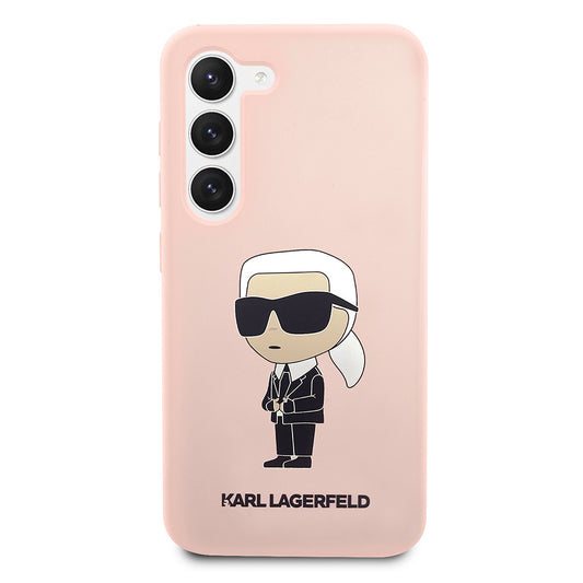 Funda para Samsung Galaxy S23 S911, Karl Lagerfeld, Silicone Ikonik Karl, Rosa