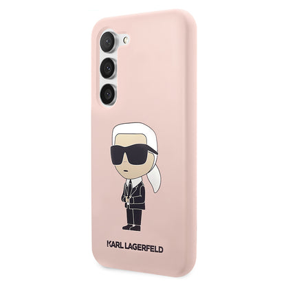 Funda para Samsung Galaxy S23 S911, Karl Lagerfeld, Silicone Ikonik Karl, Rosa