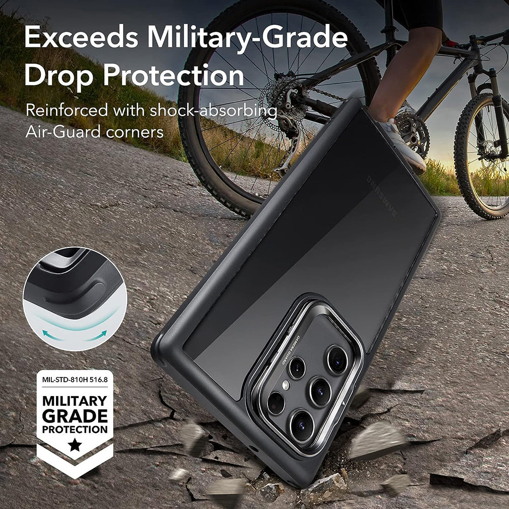 Funda para Samsung Galaxy S23 Ultra S918, ESR, Shock Armor Kickstand, Negra Transparente
