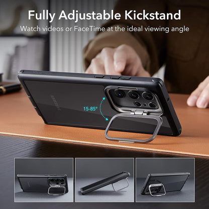 Funda para Samsung Galaxy S23 Ultra S918, ESR, Shock Armor Kickstand, Negra Transparente