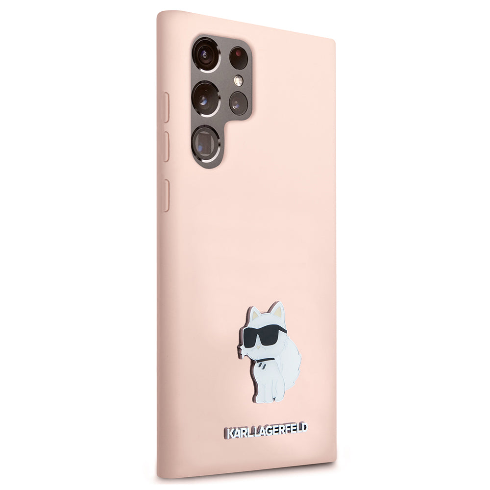 Funda para Samsung Galaxy S23 Ultra S918, Karl Lagerfeld, Silicona Choupeete Metal, Rosa