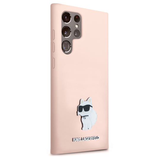 Funda para Samsung Galaxy S23 Ultra S918, Karl Lagerfeld, Silicona Choupeete Metal, Rosa