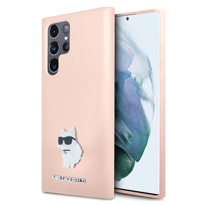 Funda para Samsung Galaxy S23 Ultra S918, Karl Lagerfeld, Silicona Choupeete Metal, Rosa