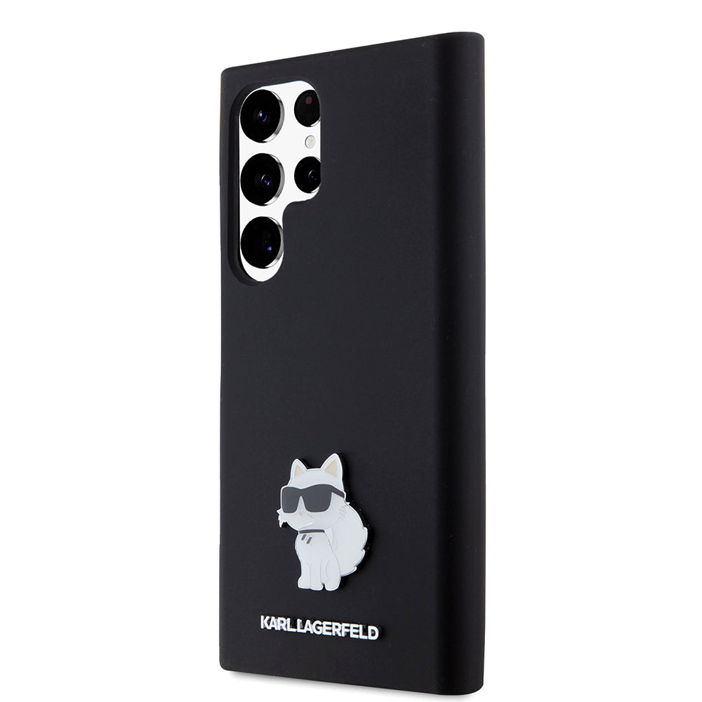 Funda para Samsung Galaxy S23 Ultra S918, Karl Lagerfeld, Silicone Choupette, Negra