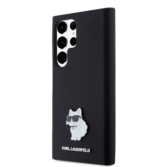 Funda para Samsung Galaxy S23 Ultra S918, Karl Lagerfeld, Silicone Choupette, Negra