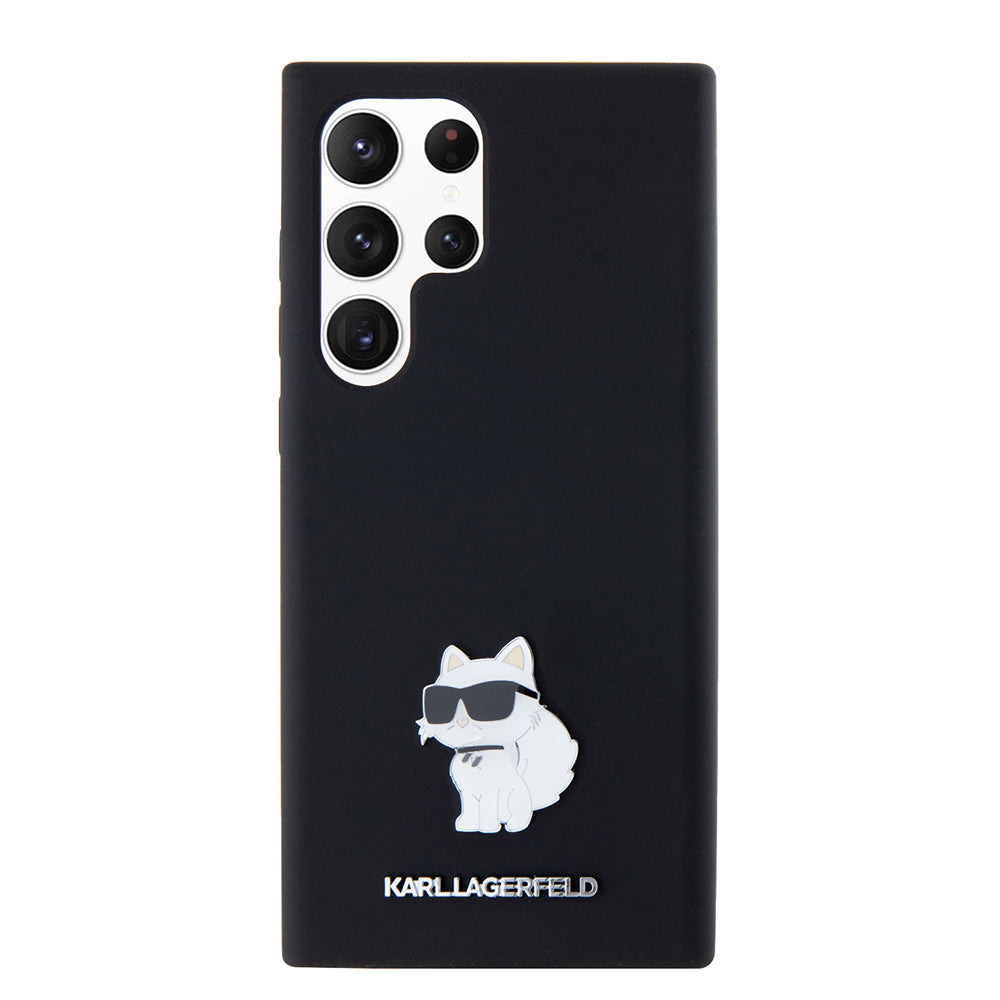 Funda para Samsung Galaxy S23 Ultra S918, Karl Lagerfeld, Silicone Choupette, Negra