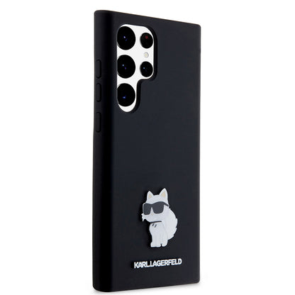 Funda para Samsung Galaxy S23 Ultra S918, Karl Lagerfeld, Silicone Choupette, Negra
