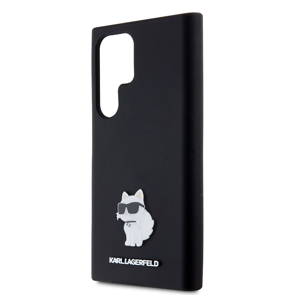 Funda para Samsung Galaxy S23 Ultra S918, Karl Lagerfeld, Silicone Choupette, Negra