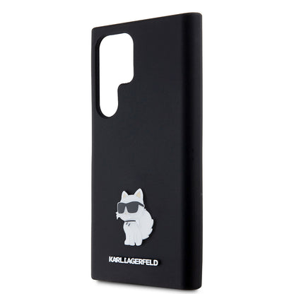 Funda para Samsung Galaxy S23 Ultra S918, Karl Lagerfeld, Silicone Choupette, Negra
