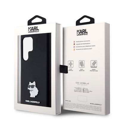 Funda para Samsung Galaxy S23 Ultra S918, Karl Lagerfeld, Silicone Choupette, Negra