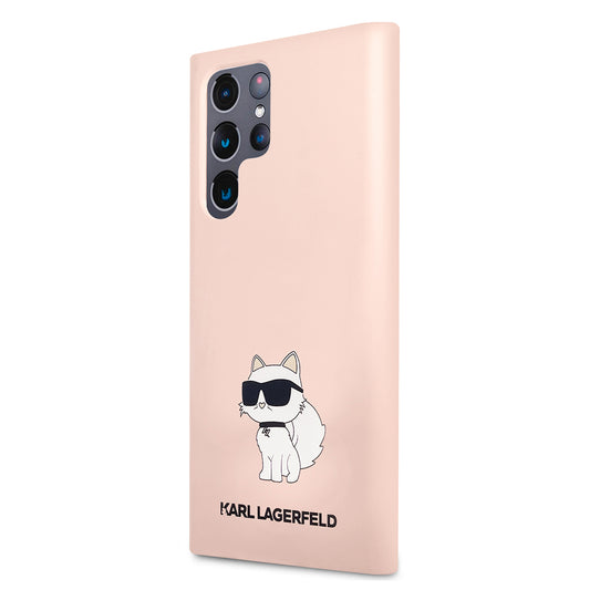 Funda para Samsung Galaxy S23 Ultra S918, Karl Lagerfeld, Silicone Choupette, Rosa