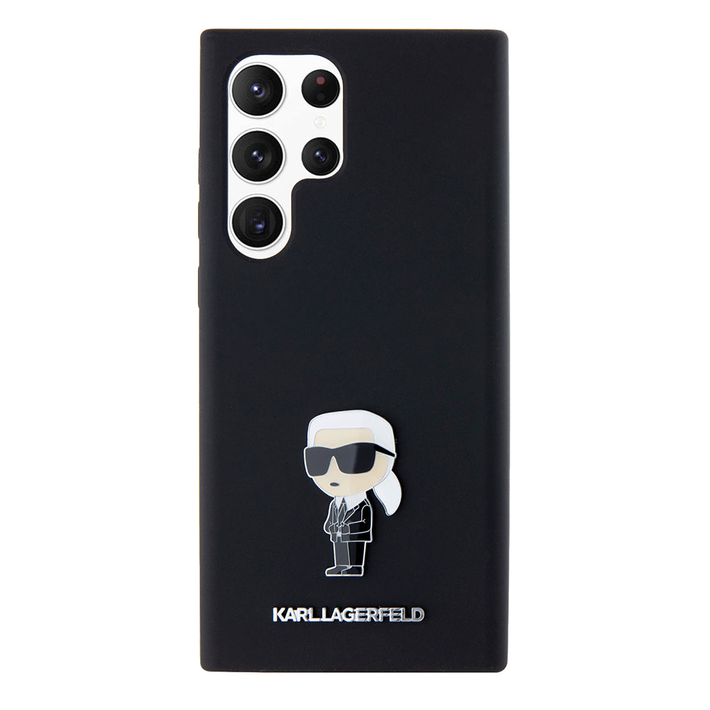 Funda para Samsung Galaxy S23 Ultra S918, Karl Lagerfeld, Silicona Ikonik Karl Metal, Negra