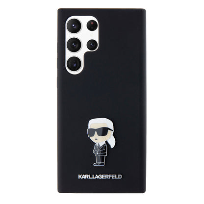 Funda para Samsung Galaxy S23 Ultra S918, Karl Lagerfeld, Silicona Ikonik Karl Metal, Negra