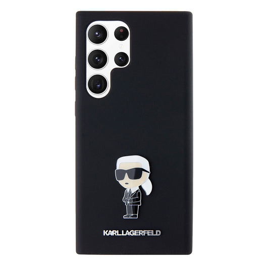 Funda para Samsung Galaxy S23 Ultra S918, Karl Lagerfeld, Silicona Ikonik Karl Metal, Negra