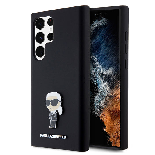 Funda para Samsung Galaxy S23 Ultra S918, Karl Lagerfeld, Silicona Ikonik Karl Metal, Negra