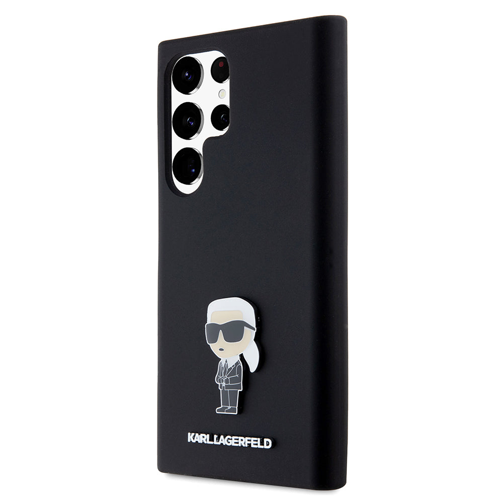 Funda para Samsung Galaxy S23 Ultra S918, Karl Lagerfeld, Silicona Ikonik Karl Metal, Negra