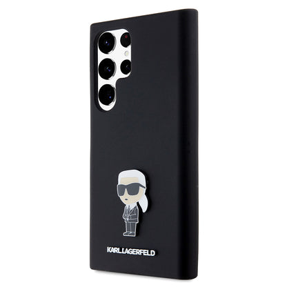 Funda para Samsung Galaxy S23 Ultra S918, Karl Lagerfeld, Silicona Ikonik Karl Metal, Negra