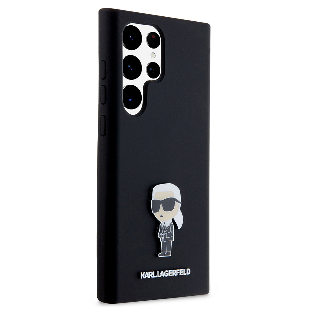 Funda para Samsung Galaxy S23 Ultra S918, Karl Lagerfeld, Silicona Ikonik Karl Metal, Negra