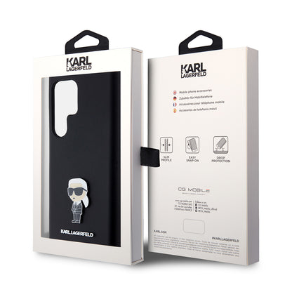Funda para Samsung Galaxy S23 Ultra S918, Karl Lagerfeld, Silicona Ikonik Karl Metal, Negra
