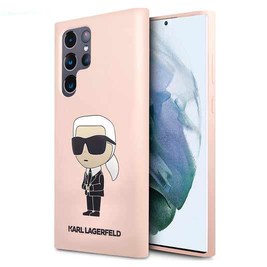 Funda para Samsung Galaxy S23 Ultra S918, Karl Lagerfeld, Silicona Ikonik Karl, Rosa