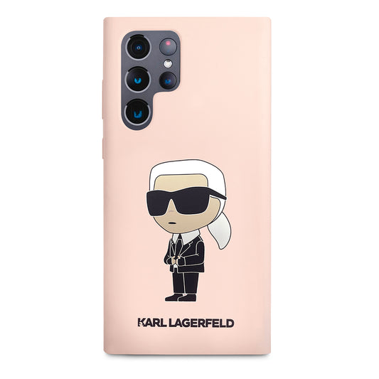 Funda para Samsung Galaxy S23 Ultra S918, Karl Lagerfeld, Silicona Ikonik Karl, Rosa