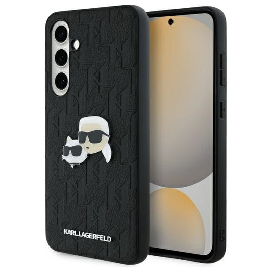 Funda para Samsung Galaxy S24 FE S721, Karl Lagerfeld, Monograma Karl & Choupette's Heads, Negra