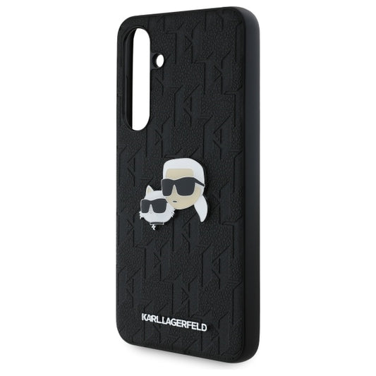 Funda para Samsung Galaxy S24 FE S721, Karl Lagerfeld, Monograma Karl & Choupette's Heads, Negra