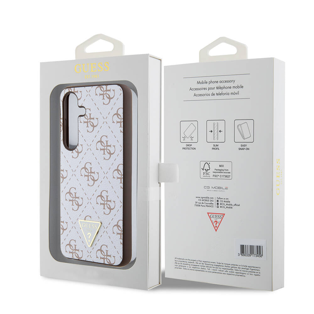 Funda para Samsung Galaxy S24+ S926, Guess, 4G Triangle Logo, Blanca
