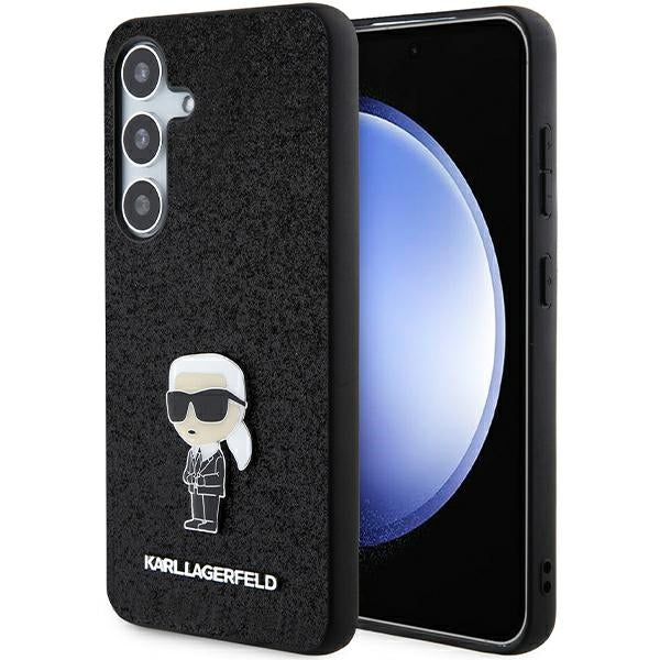 Funda para Samsung Galaxy S24+ S926, Karl Lagerfeld, Glitter Ikonik Karl Logo, Negra