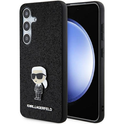 Funda para Samsung Galaxy S24+ S926, Karl Lagerfeld, Glitter Ikonik Karl Logo, Negra
