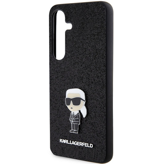 Funda para Samsung Galaxy S24+ S926, Karl Lagerfeld, Glitter Ikonik Karl Logo, Negra