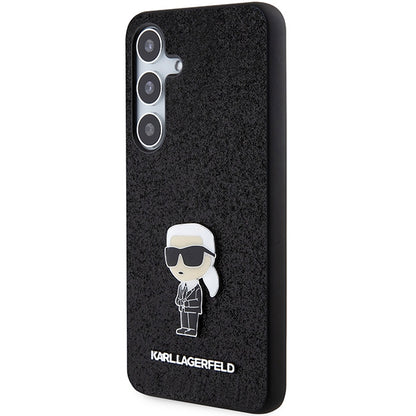 Funda para Samsung Galaxy S24+ S926, Karl Lagerfeld, Glitter Ikonik Karl Logo, Negra