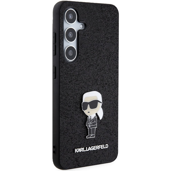 Funda para Samsung Galaxy S24+ S926, Karl Lagerfeld, Glitter Ikonik Karl Logo, Negra