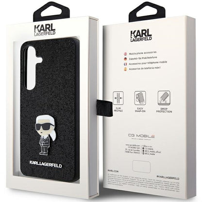 Funda para Samsung Galaxy S24+ S926, Karl Lagerfeld, Glitter Ikonik Karl Logo, Negra