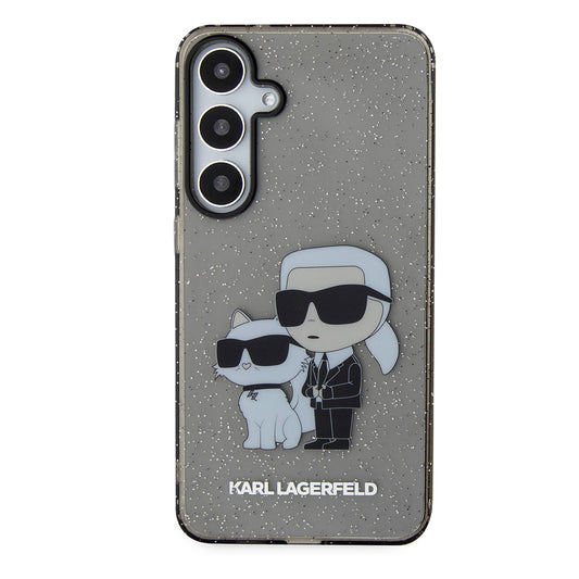 Funda para Samsung Galaxy S24+ S926, Karl Lagerfeld, Glitter Karl & Choupette, Azul.