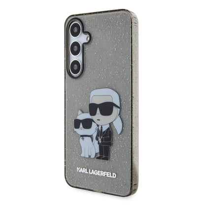 Funda para Samsung Galaxy S24+ S926, Karl Lagerfeld, Glitter Karl & Choupette, Azul.