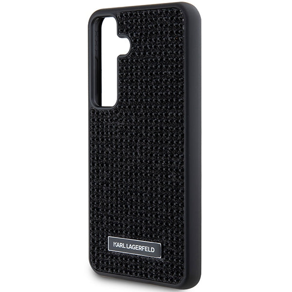 Funda para Samsung Galaxy S24+ S926, Karl Lagerfeld, Placa de Metal con Pedrería, Negra