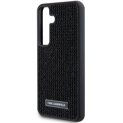 Funda para Samsung Galaxy S24+ S926, Karl Lagerfeld, Placa de Metal con Pedrería, Negra